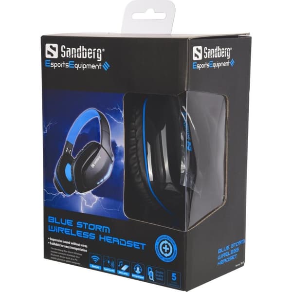 Sandberg Bluetooth Stereo Headset Pro 2 - headset - fuld størrelse - trådløs - Bluetooth - Storm Blue