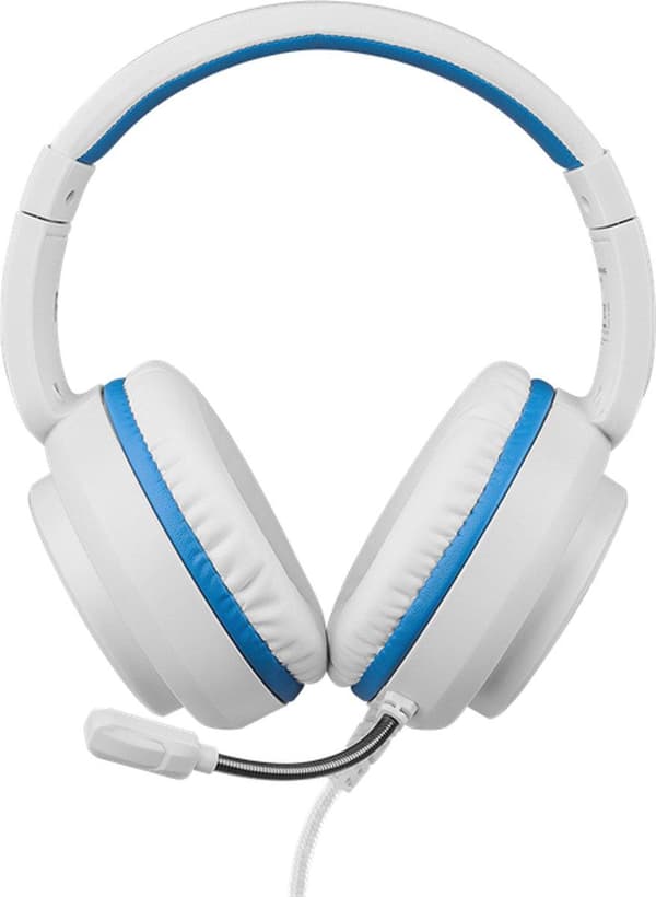 Deltaco Gaming Stereo Gaming Headset PS5:lle, 1 x 3,5 mm liitin - valkoinen/sininen