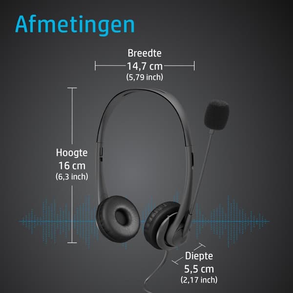 HP Stereo 3,5 mm Headset G2 Hovedtelefon Hovedbøjle 3,5 mm stik Sort