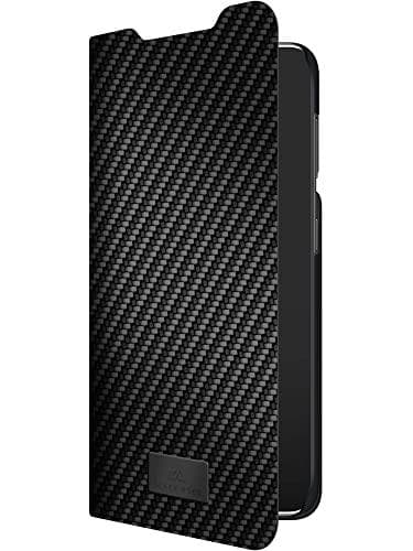 Black Rock - Brochuretaske i Carbon look passer til Samsung Galaxy S22 5G I mobiltelefonetui, stativfunktion, carbonlook, magnetlukning (sort)