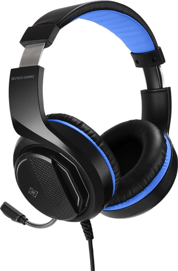 Deltaco Gaming Stereo Gaming Headset PS5:lle, 1 x 3,5 mm liitin - musta/sininen