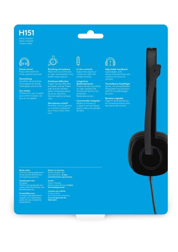 Logitech H151 - Stereoheadset - 3,5MM AUX - PC & Mac