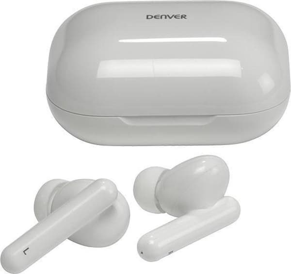 Denver TWE-38 - Hörsnäckor - Trådlösa - Trådlösa hörsnäckor - Bluetooth - med laddningsfodral - handsfree - sport - headset - In-ear - Vit