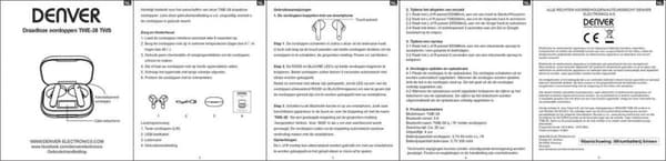 Denver TWE-38 - Hörsnäckor - Trådlösa - Trådlösa hörsnäckor - Bluetooth - med laddningsfodral - handsfree - sport - headset - In-ear - Vit