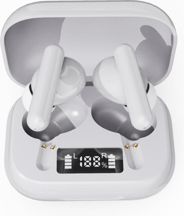 Denver TWE-38 - Hörsnäckor - Trådlösa - Trådlösa hörsnäckor - Bluetooth - med laddningsfodral - handsfree - sport - headset - In-ear - Vit