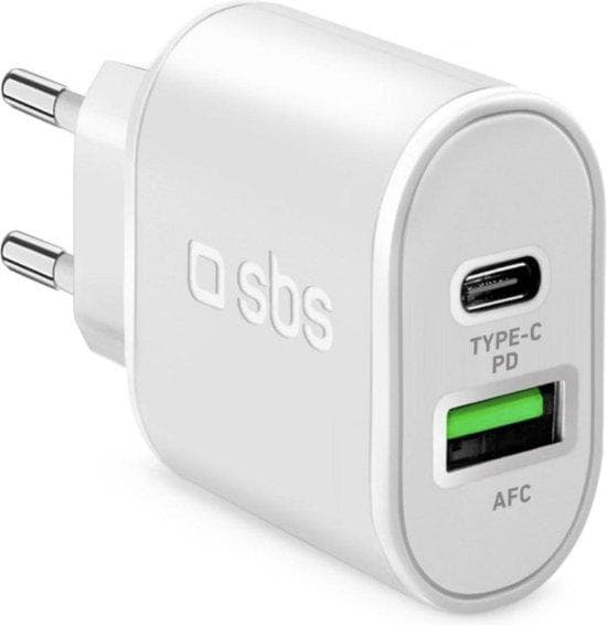 SBS TETRPD20W mobiloplader hvid indendørs (TETRPD20W) Hvid