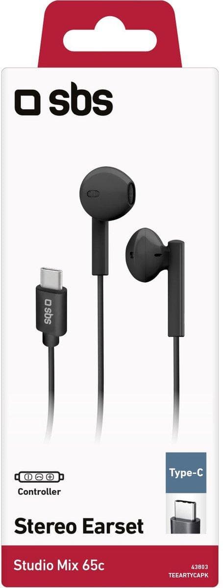 SBS In-Ear Earbuds Studio Mix 65c - USB-C - Svart
