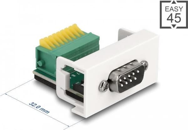 Delock Easy 45 modul D-Sub 9-polig hane till 9-polig plint 22,5 x 45 mm (81408) Vit