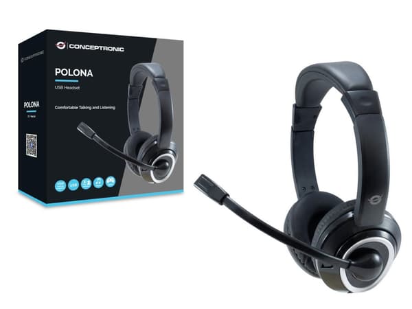 Conceptronic POLONA 01B Headset USB Wired Over Ear Svart
