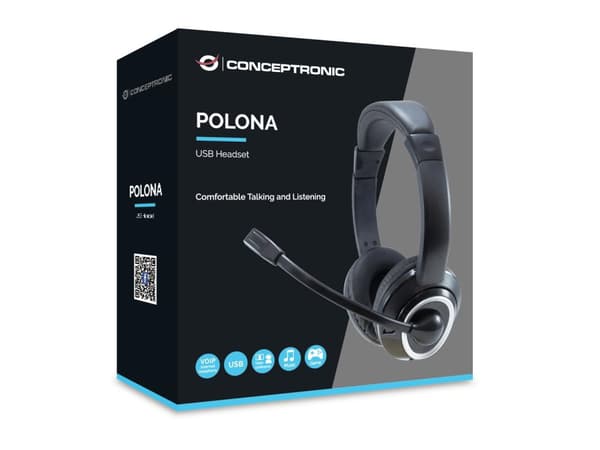 Conceptronic POLONA 01B Headset USB Wired Over Ear Svart