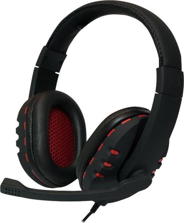 LogiLink HS0033 Binaural Headband Sort, Røde hovedtelefoner