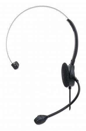 MANHATTAN Mono USB Headset On-ear design (on-ear), ensidig öronkåpa, trådbunden, USB-A-kontakt, integrerad volymkontroll, justerbar mikrofon, svart (1