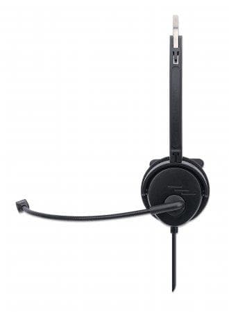 MANHATTAN Mono USB Headset On-ear design (on-ear), ensidig öronkåpa, trådbunden, USB-A-kontakt, integrerad volymkontroll, justerbar mikrofon, svart (1