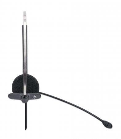 MANHATTAN Mono USB Headset On-ear design (on-ear), ensidig öronkåpa, trådbunden, USB-A-kontakt, integrerad volymkontroll, justerbar mikrofon, svart (1