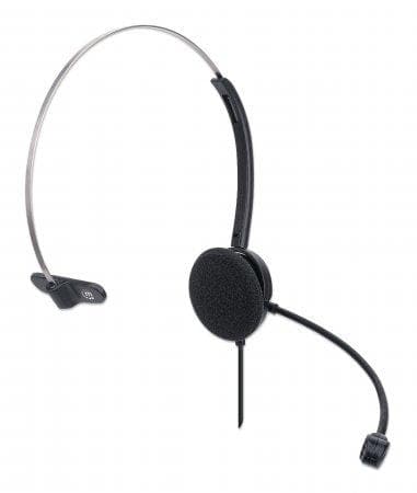 MANHATTAN Mono USB Headset On-ear design (on-ear), ensidig öronkåpa, trådbunden, USB-A-kontakt, integrerad volymkontroll, justerbar mikrofon, svart (1
