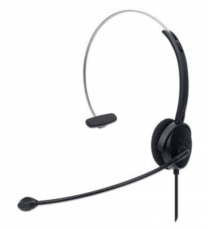 MANHATTAN Mono USB Headset On-ear design (on-ear), ensidet ørekop, ledning, USB-A-stik, integreret volumenkontrol, justerbar mikrofon, sort (179867)