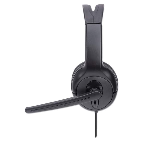 MANHATTAN Mono USB Headset Circumaural design (over-ear), ensidig öronkåpa, trådbunden, USB-A-kontakt, integrerad volymkontroll, justerbar mikrofon, s