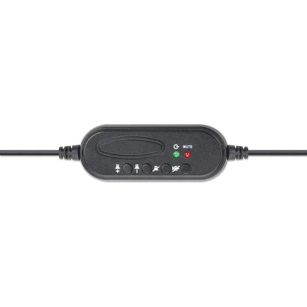 MANHATTAN Mono USB Headset Circumaural design (over-ear), ensidig öronkåpa, trådbunden, USB-A-kontakt, integrerad volymkontroll, justerbar mikrofon, s