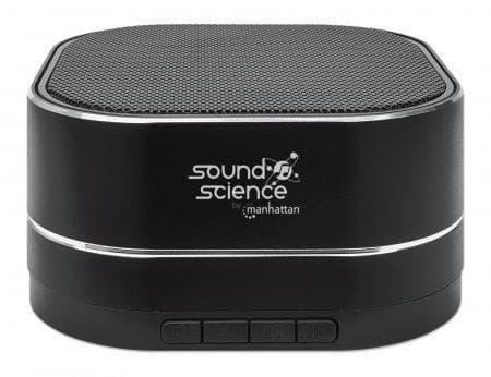 MANHATTAN Sound Science Metallic LED Bluetooth®-kaiutin Bluetooth 5.0, mikrofoni handsfree-toimintoon, säätimet, FM-radio, microSD-korttipaikka, musta