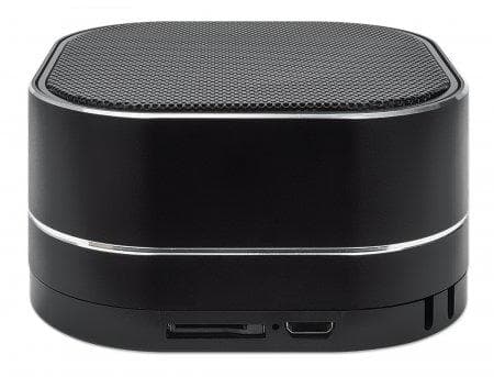 MANHATTAN Sound Science Metallic LED Bluetooth®-kaiutin Bluetooth 5.0, mikrofoni handsfree-toimintoon, säätimet, FM-radio, microSD-korttipaikka, musta