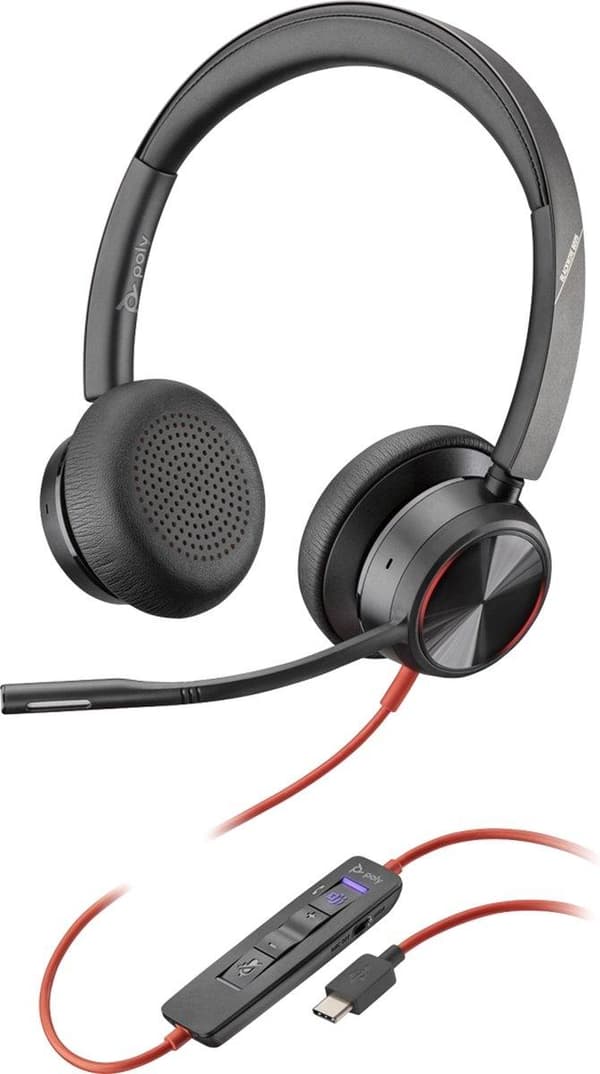 POLY Blackwire 8225 Headset Trådbundet pannband Office/Call Center USB Type-C Svart