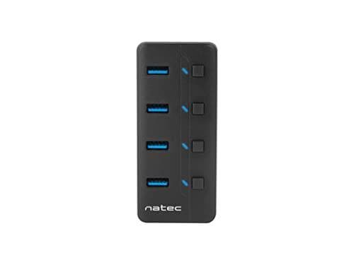 NATEC HUB USB 3.0 MANTIS 2 4-PORTS MED SWITCH+STRØMFORSYNING