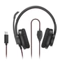 Miniatyrbillede 3 af 3: Hama "HS-USB400 V2" - Headset - circumaural - kablet - USB-A - sort, rød