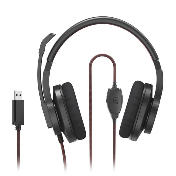 Hama "HS-USB400 V2" - Headset - circumaural - kablet - USB-A - sort, rød