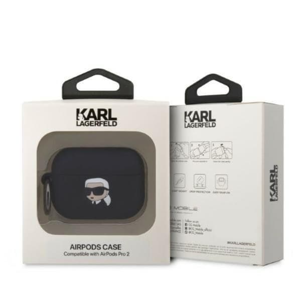Karl Lagerfeld AirPods Pro 2 Skal Silicone Karl Head 3D - Svart