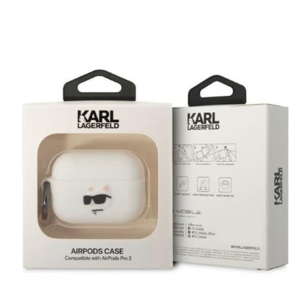 Karl Lagerfeld AirPods Pro 2 Skal Silicone Choupette Head 3D - Vit