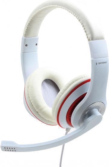 Gembird MHS-03-WTRD Hörlurar och headset Pannband 3,5 mm jack Röd - Vit (MHS-03-WTRD)