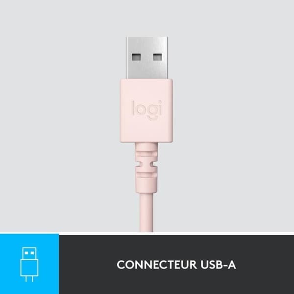 Logitech H390 Stereo Wired Hjälm med antibruitetsmikrofon, USB -A - Rose