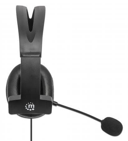 Manhattan 180849 hörlurar/headset Trådbundet pannband Kontor/callcenter USB Typ-A Svart