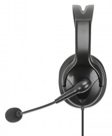 Manhattan 180849 hörlurar/headset Trådbundet pannband Kontor/callcenter USB Typ-A Svart