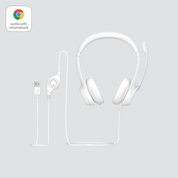 Logitech H390 Headset Trådbundet pannband Office/Call Center USB Typ-A Vit