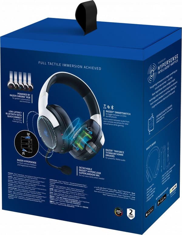 Razer Kaira HyperSpeed kuulokkeet Langattomat pääpanta pelaamiseen USB Type-C Bluetooth White - Musta (RZ04-03980200-R3G1)