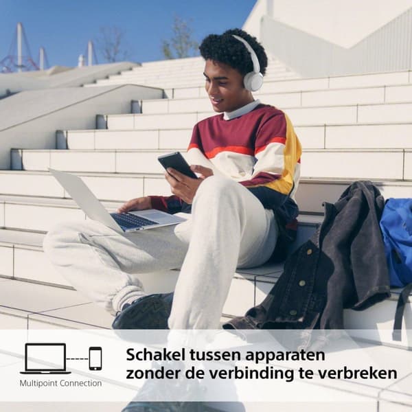Sony WH-CH520 - Hovedtelefoner med mikrofon - on-ear - Bluetooth - trådløs - hvid (WHCH520W.CE7)