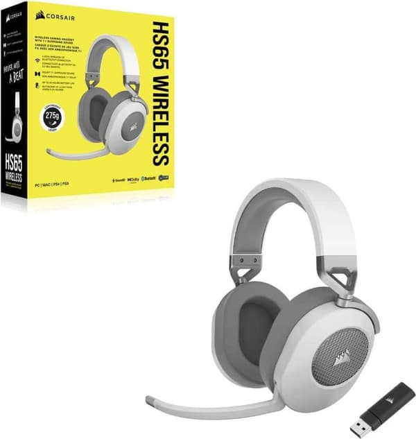 Corsair HS65 TRÅDLÖSA Hörlurar Trådlöst In-Ear Gaming Bluetooth Vit (CA-9011286-EU)