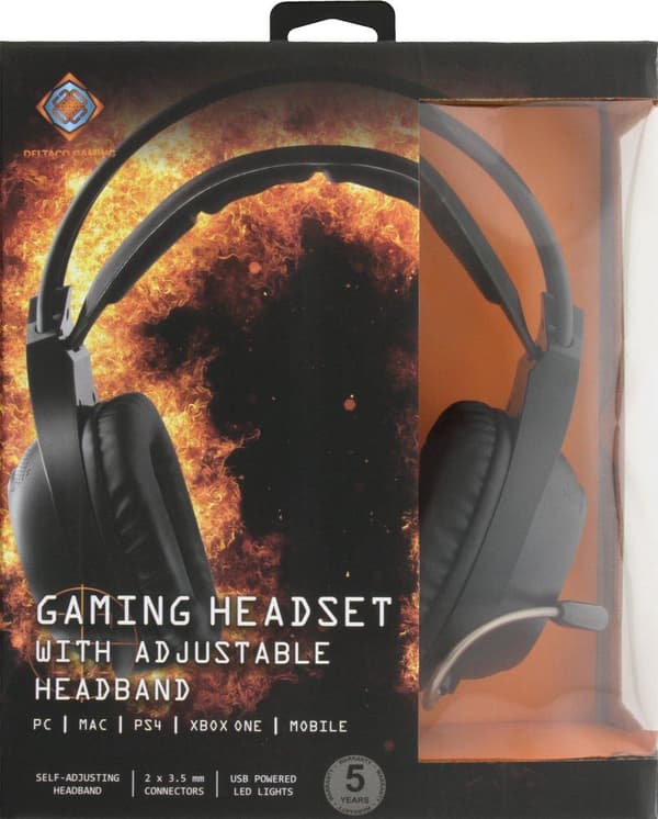 DELTACO GAMING GAM-069 Gaming-headset med justerbar hovedbøjle og mikrofon - USB LED-belysning