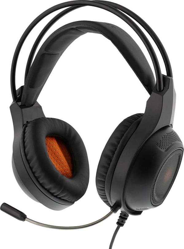 DELTACO GAMING GAM-069 Gamingheadset med justerbart pannband och mikrofon - USB LED-belysning