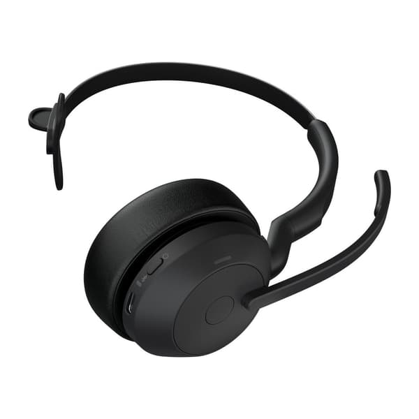 GN Jabra Jabra Evolve2 55 UC Mono - Headset - on-ear - Bluetooth - trådlöst - aktiv brusreducering - USB-C - svart - med laddningsstation - Cisco Webe
