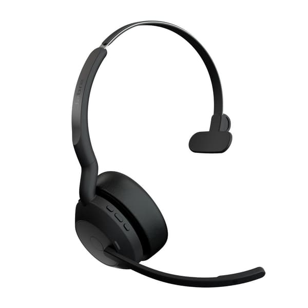 GN Jabra Jabra Evolve2 55 UC Mono - Headset - on-ear - Bluetooth - trådlöst - aktiv brusreducering - USB-C - svart - med laddningsstation - Cisco Webe