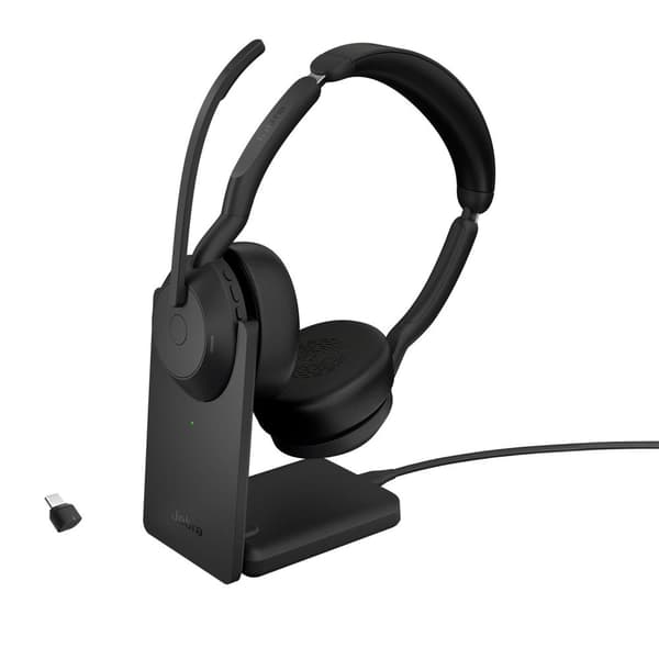 GN Jabra Jabra Evolve2 55 UC Stereo - Kuulokkeet - korvalla - Bluetooth - langaton - aktiivinen melunvaimennus - USB-C - musta - latausasemalla - Zoom