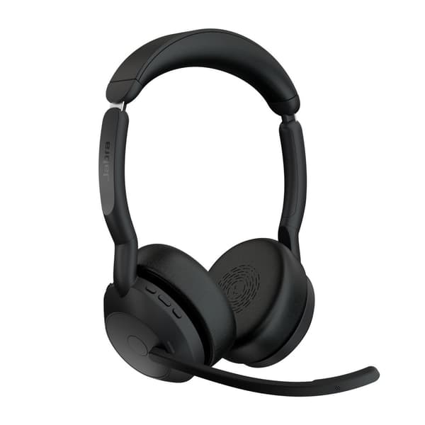 GN Jabra Jabra Evolve2 55 UC Stereo - Headset - on-ear - Bluetooth - trådlös - aktiv brusreducering - USB-C, USB-A - svart - med laddningsstation - Zo