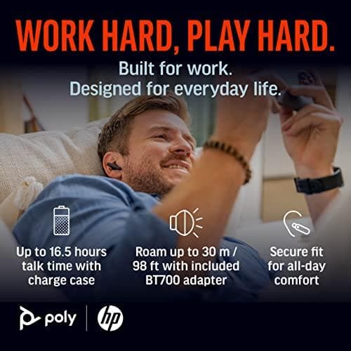 Poly Voyager Free 60+ - aidot langattomat kuulokkeet mikrofonilla - in-ear - bluetooth - aktiivinen melunvaimennus - hiilimusta