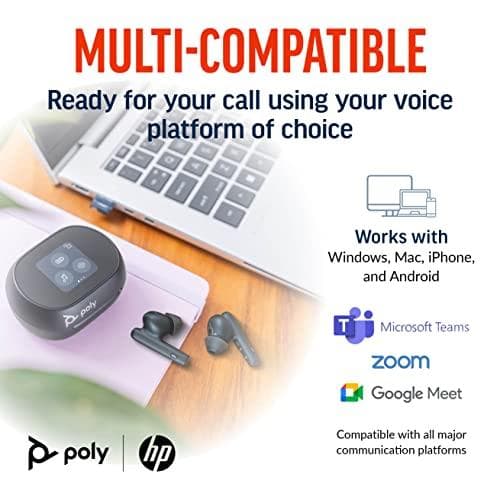 Poly Voyager Free 60+ - aidot langattomat kuulokkeet mikrofonilla - in-ear - bluetooth - aktiivinen melunvaimennus - hiilimusta