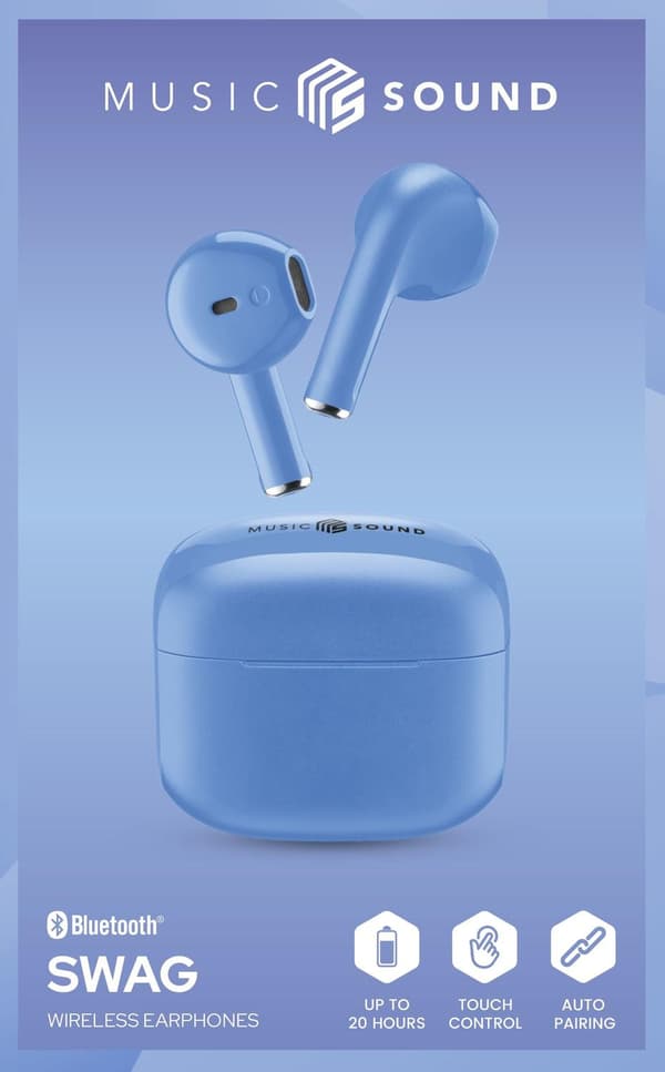 Cellularline SWAG BT hörlurar MS Blue (BTMSTWSSWAGB)