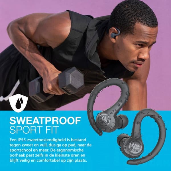 JLab Go Air Sport True trådløse hovedtelefoner True Wireless Stereo (TWS) In Ear Bluetooth Graphite (IEUEBGAIRSPRTRBLK124)