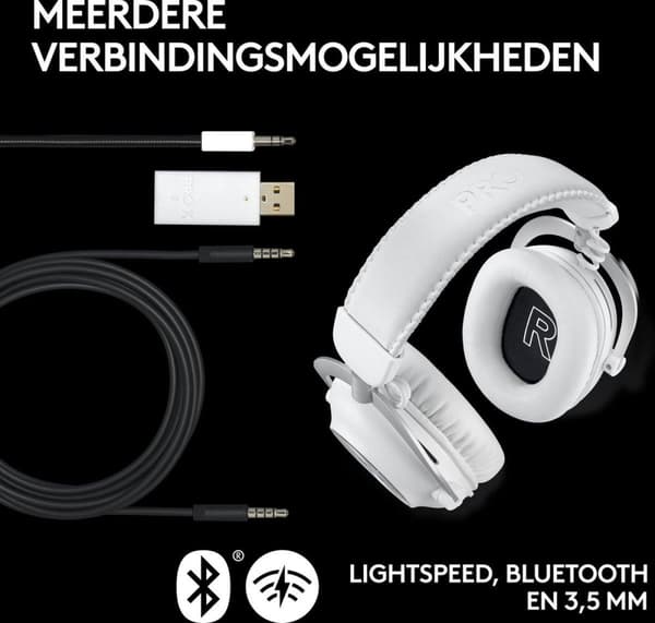 Logitech PRO X - gaming - headset - circumaural - LIGHTSPEED - trådlöst - brusisolering - vit