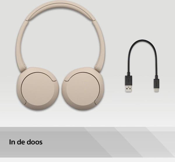 Sony WH-CH520 - Hovedtelefoner med mikrofon - on-ear - Bluetooth - trådløs - beige